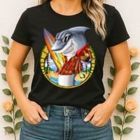 Summertime Beach Shark Surfing Women's T-Shirt thumb 2