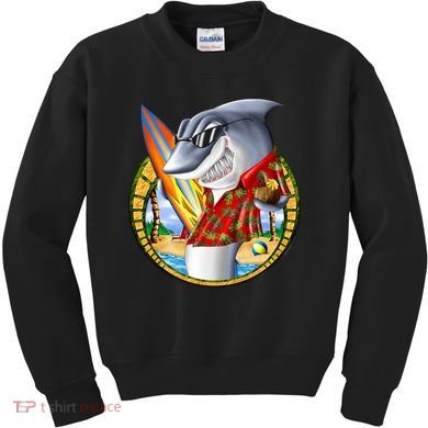 Summertime Beach Shark Surfing Kids Sweatshirt