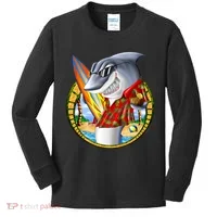 Summertime Beach Shark Surfing Kids Long Sleeve Shirt thumb 0