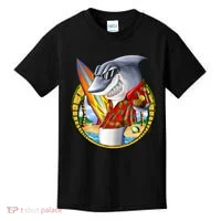 Summertime Beach Shark Surfing Kids T-Shirt thumb 0