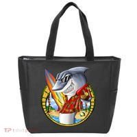 Summertime Beach Shark Surfing Tote Bag thumb 0