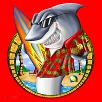 Summertime Beach Shark Surfing Santa Hat thumb 1