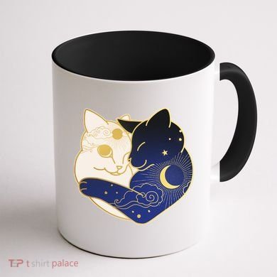 Sun and Moon Yin and Yang Cats Coffee Mug back
