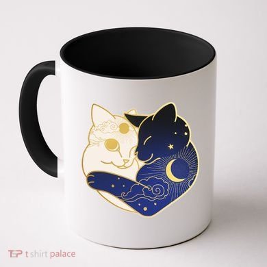 Sun and Moon Yin and Yang Cats Coffee Mug