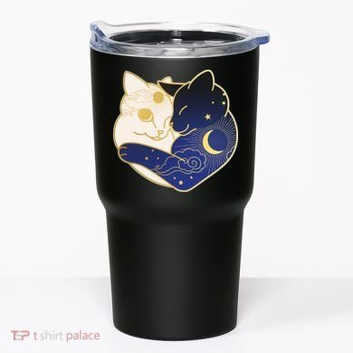 Sun and Moon Yin and Yang Cats Tumbler