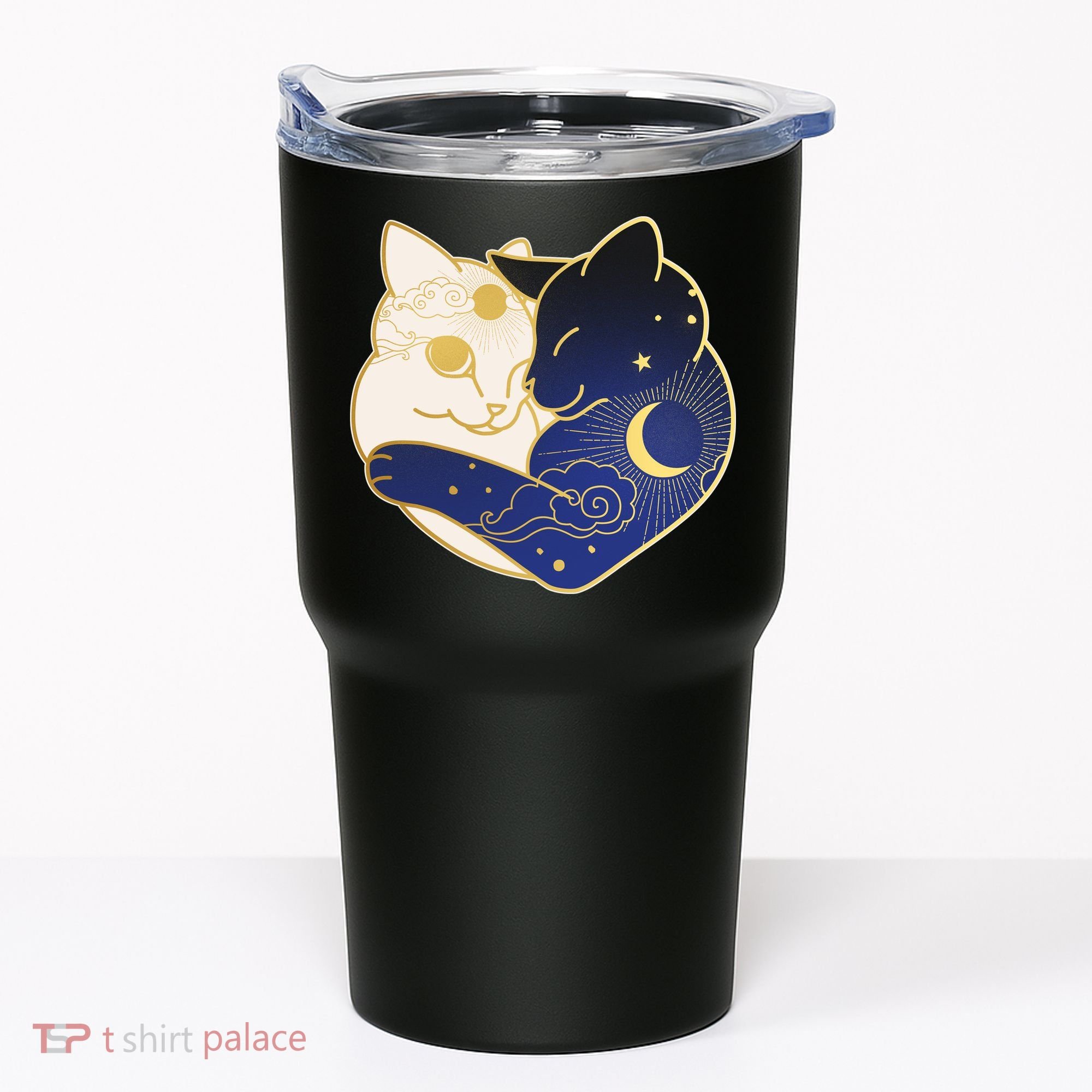Sun and Moon Yin and Yang Cats Tumbler