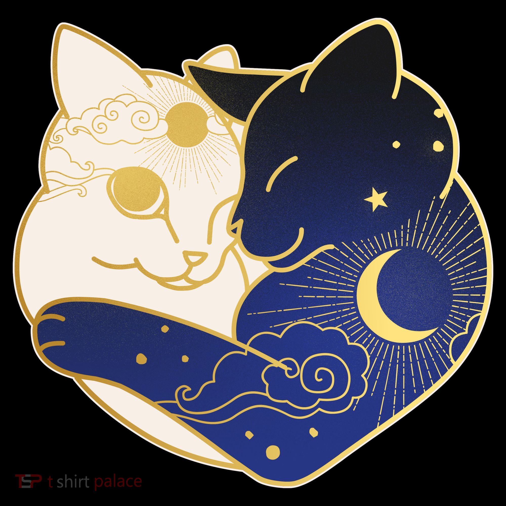 Sun and Moon Yin and Yang Cats Ornament
