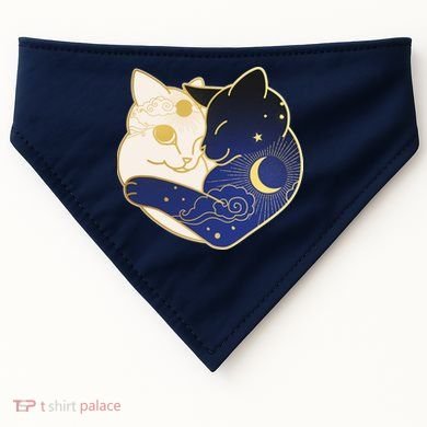 Sun and Moon Yin and Yang Cats USA-Made Doggie Bandana