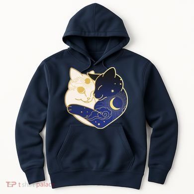 Sun and Moon Yin and Yang Cats Hoodie