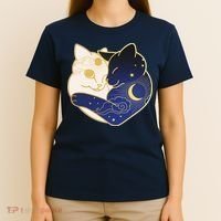 Sun and Moon Yin and Yang Cats T-Shirt thumb 4