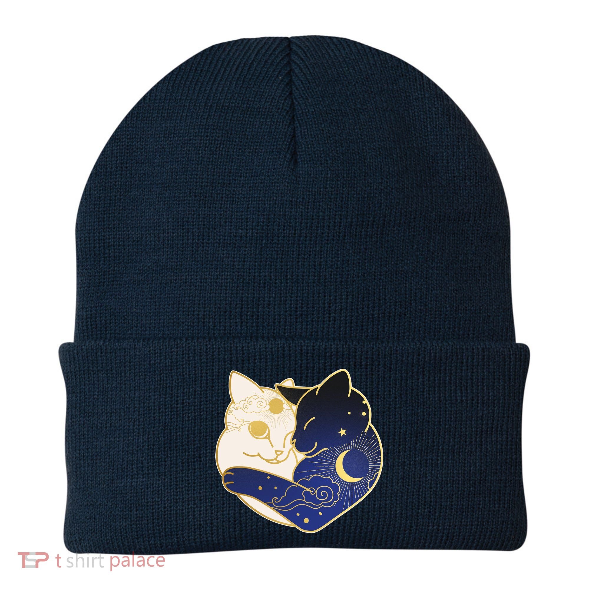 Sun and Moon Yin and Yang Cats Beanie