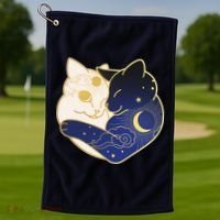Sun and Moon Yin and Yang Cats Golf Towel thumb 1