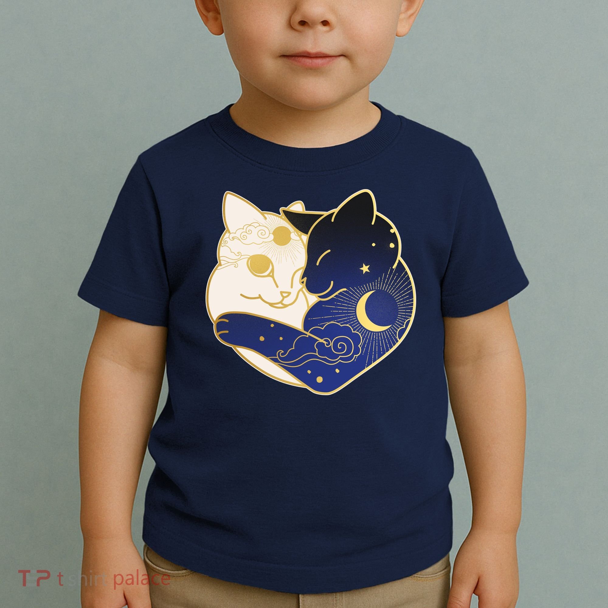 Sun and Moon Yin and Yang Cats Toddler T-Shirt