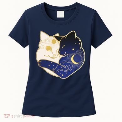 Sun and Moon Yin and Yang Cats Women's T-Shirt