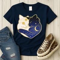 Sun and Moon Yin and Yang Cats Women's T-Shirt thumb 3