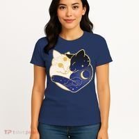 Sun and Moon Yin and Yang Cats Women's T-Shirt thumb 4