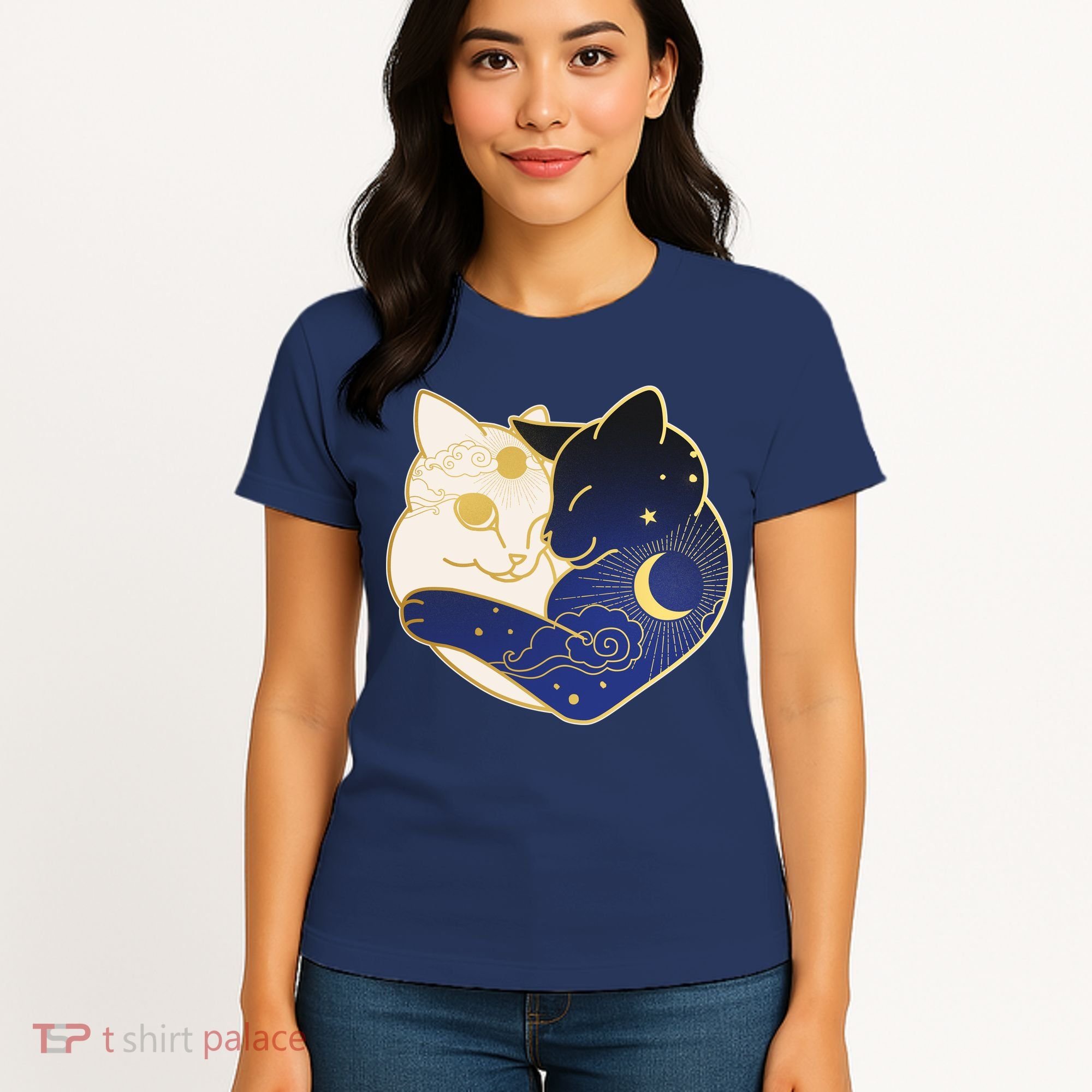 Sun and Moon Yin and Yang Cats Women's T-Shirt