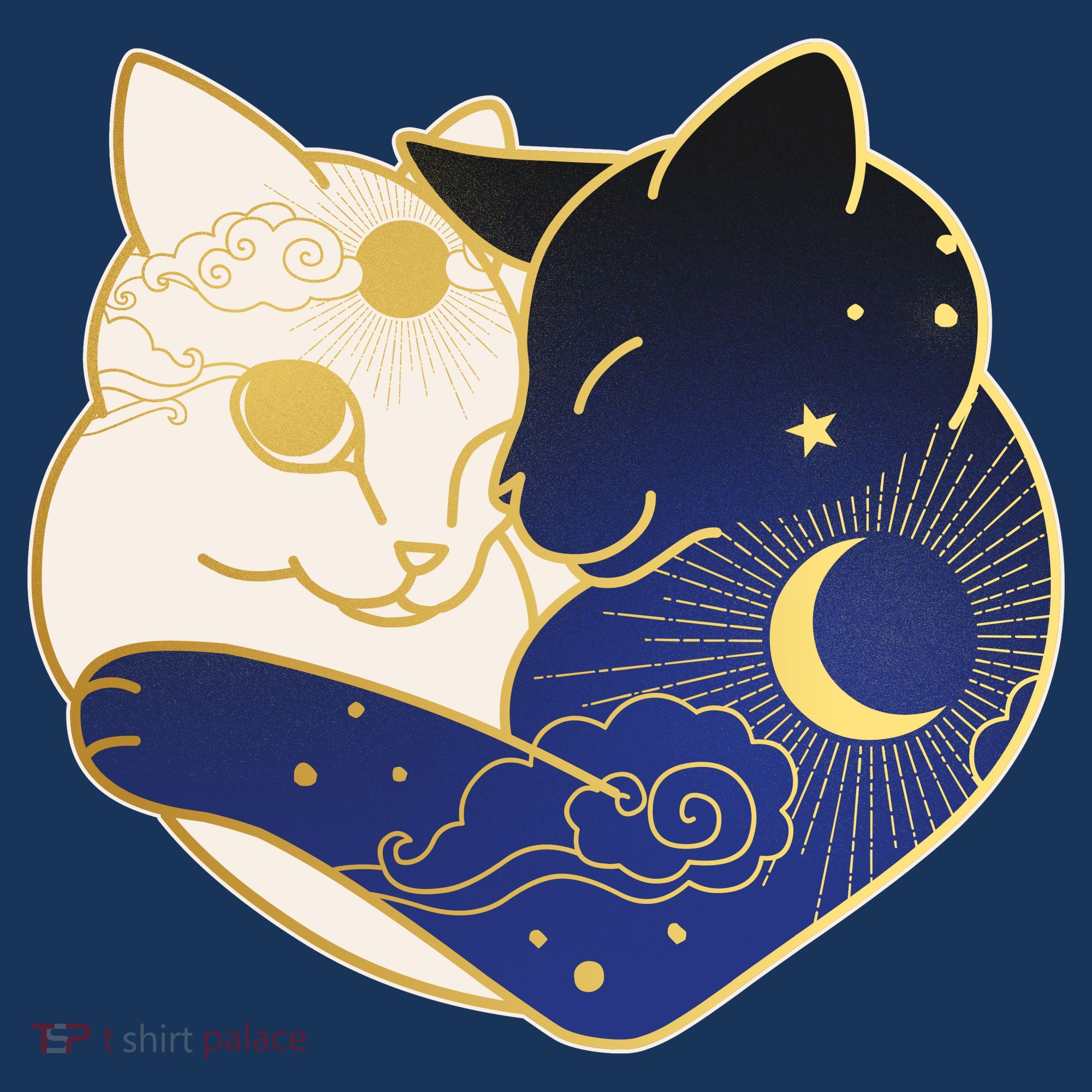 Sun and Moon Yin and Yang Cats Women's T-Shirt