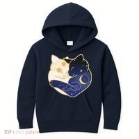 Sun and Moon Yin and Yang Cats Kids Hoodie thumb 0
