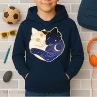 Sun and Moon Yin and Yang Cats Kids Hoodie thumb 2