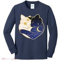 Sun and Moon Yin and Yang Cats Kids Long Sleeve Shirt thumb 0