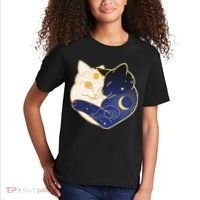 Sun and Moon Yin and Yang Cats Kids T-Shirt thumb 2