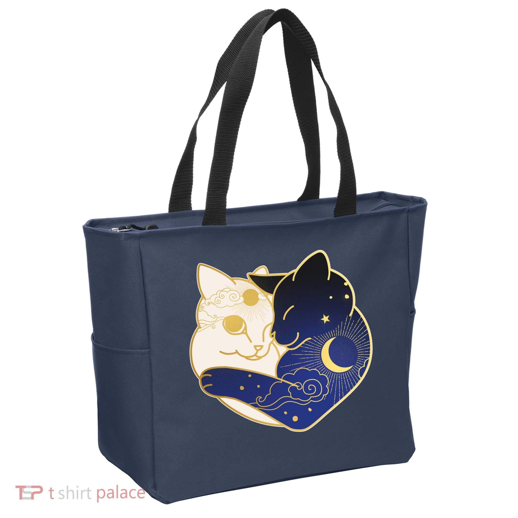 Sun and Moon Yin and Yang Cats Tote Bag