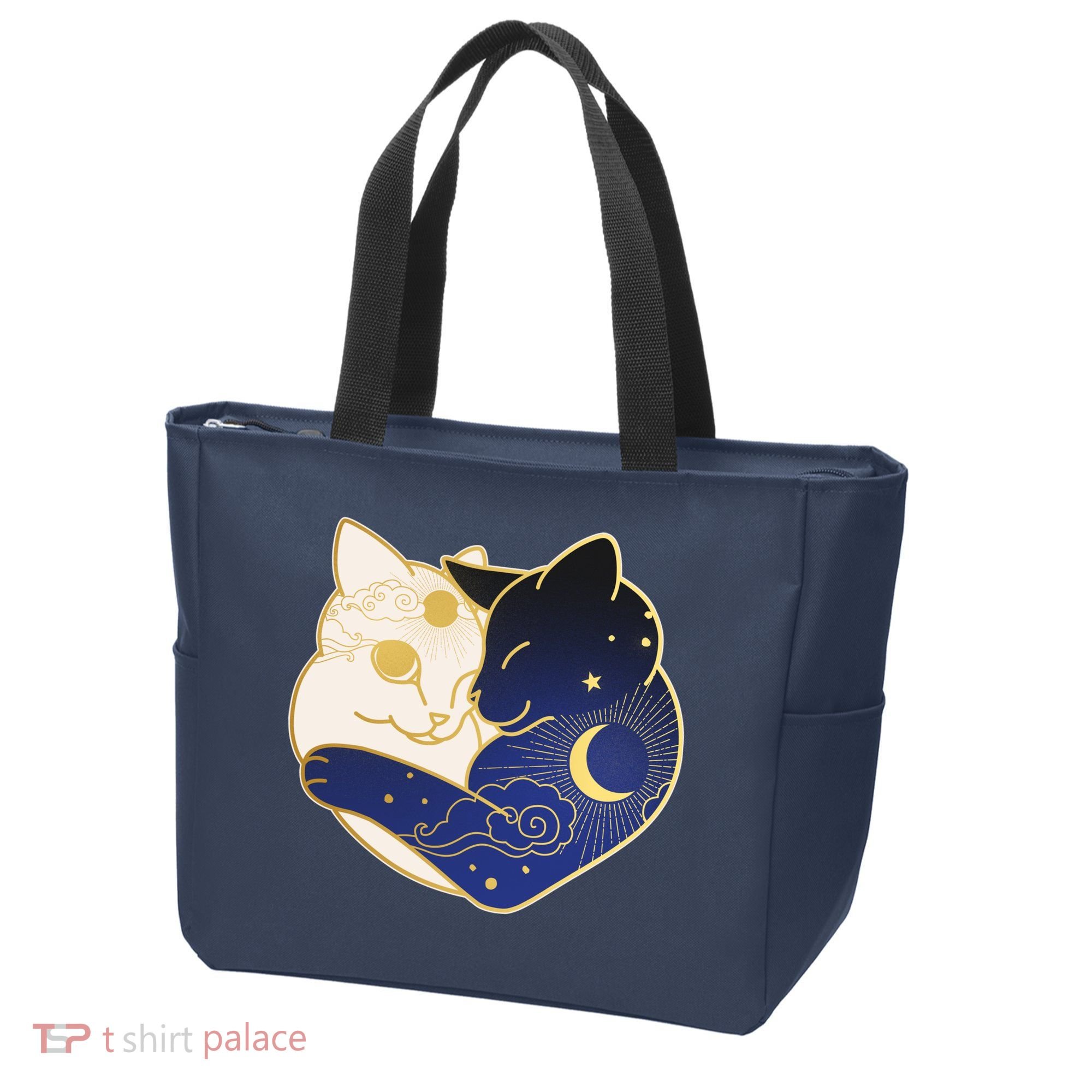Sun and Moon Yin and Yang Cats Tote Bag