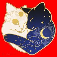 Sun and Moon Yin and Yang Cats Santa Hat thumb 1