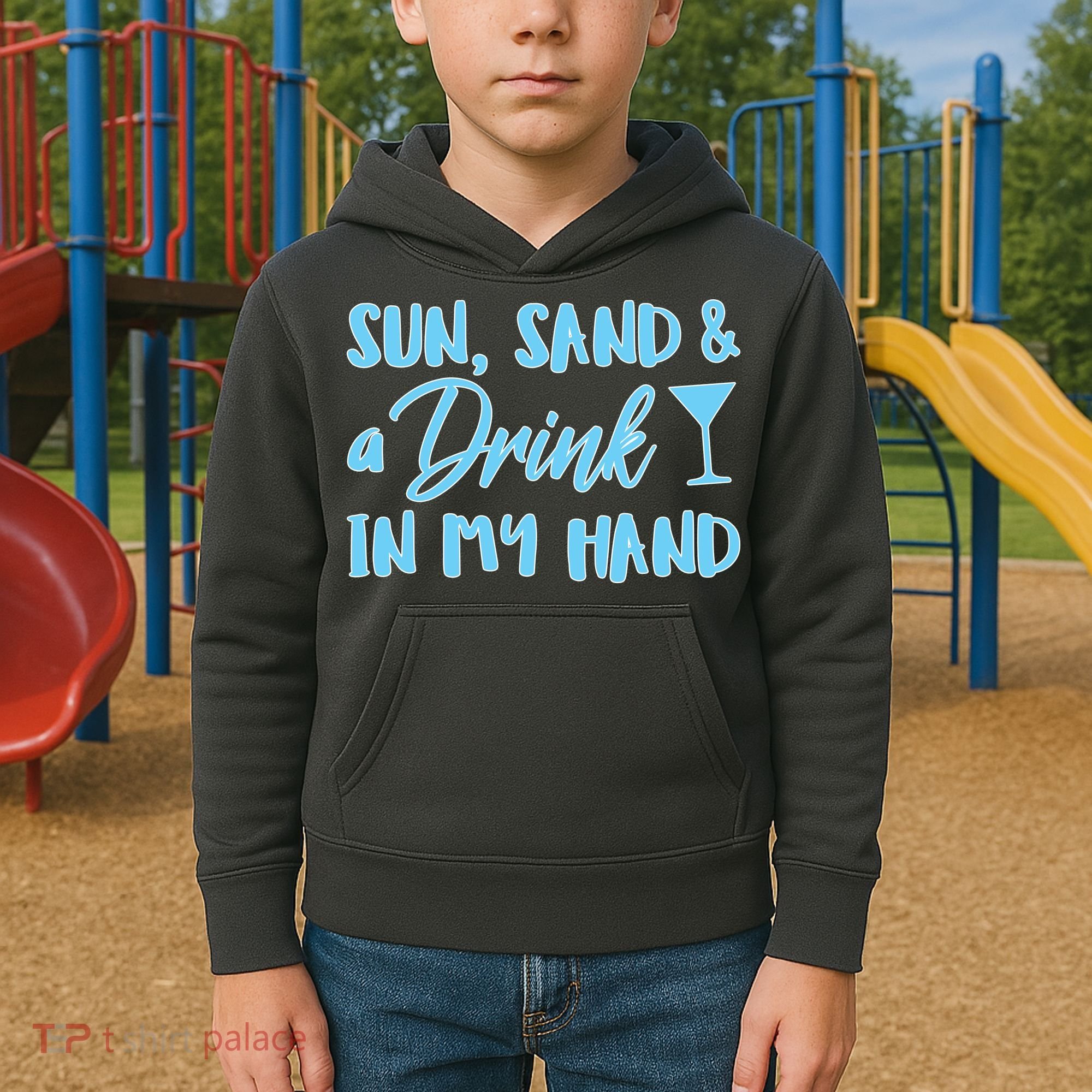 Sun Sand & A Drink In My Hand Kids Hoodie