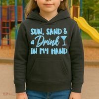 Sun Sand & A Drink In My Hand Kids Hoodie thumb 3