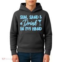 Sun Sand & A Drink In My Hand Kids Hoodie thumb 4
