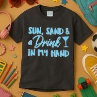 Sun Sand & A Drink In My Hand Kids T-Shirt thumb 3