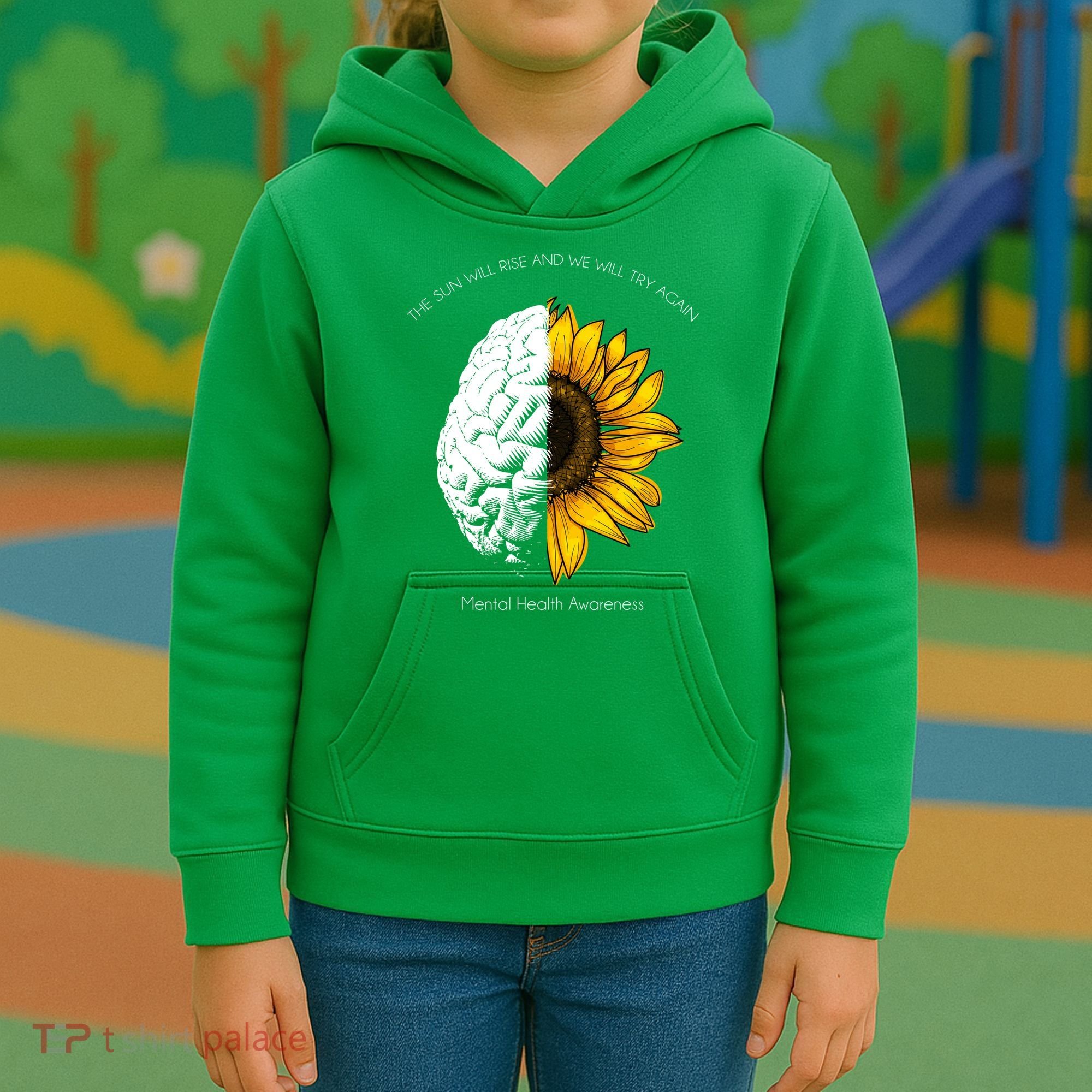 Sun Will Rise We Will Try Again Mental Health Kids Hoodie