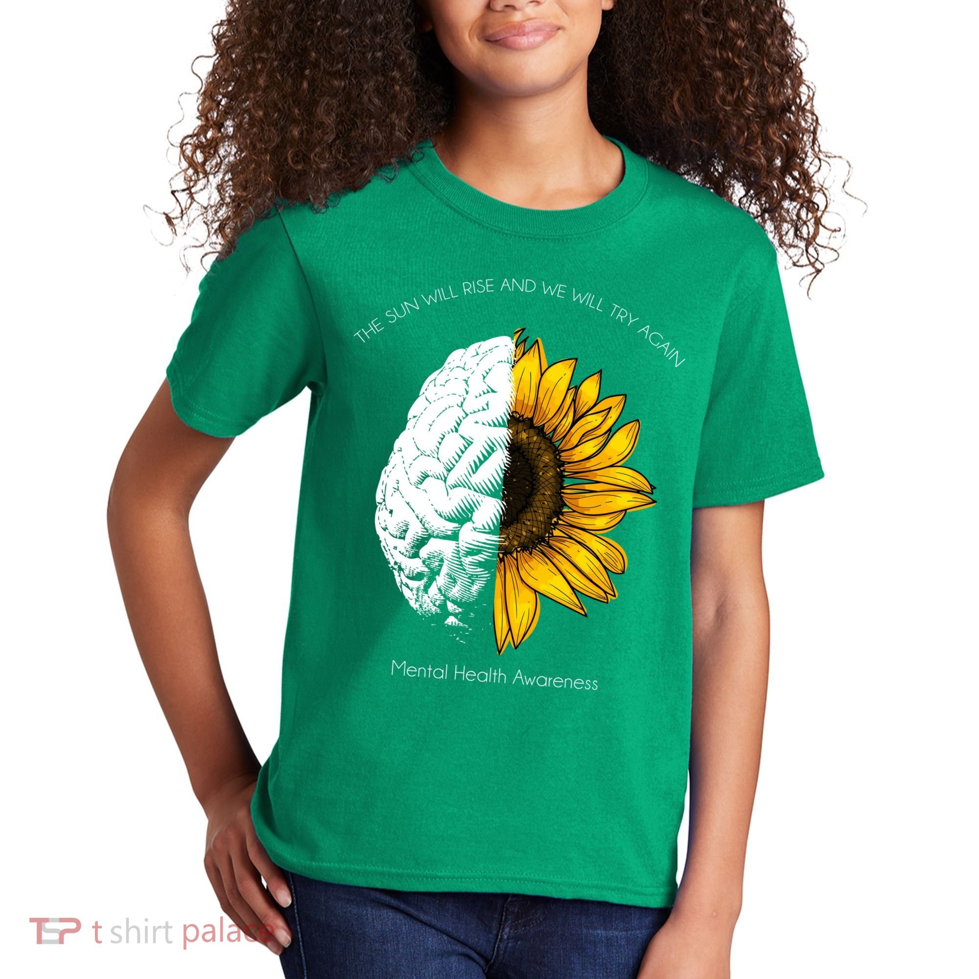Sun Will Rise We Will Try Again Mental Health Kids T-Shirt