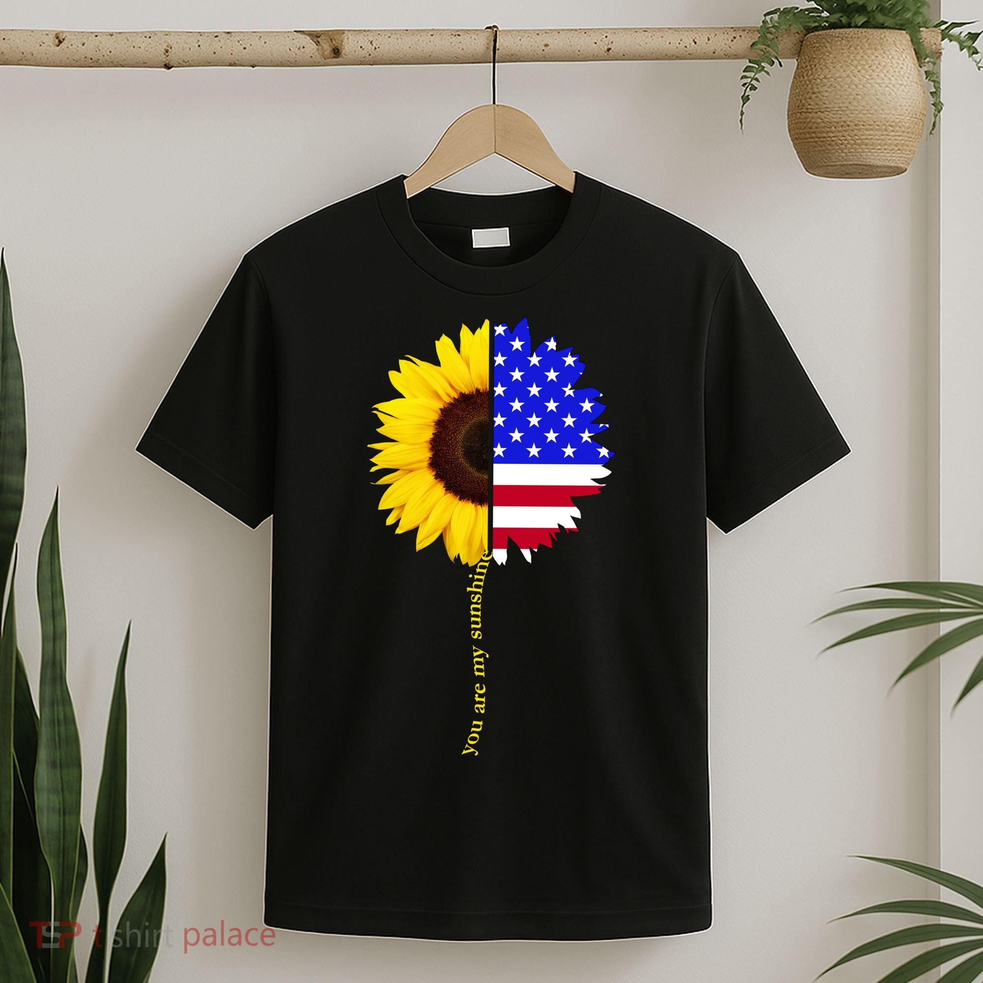 Sunflower American Flag You Are My Sunshine T-Shirt