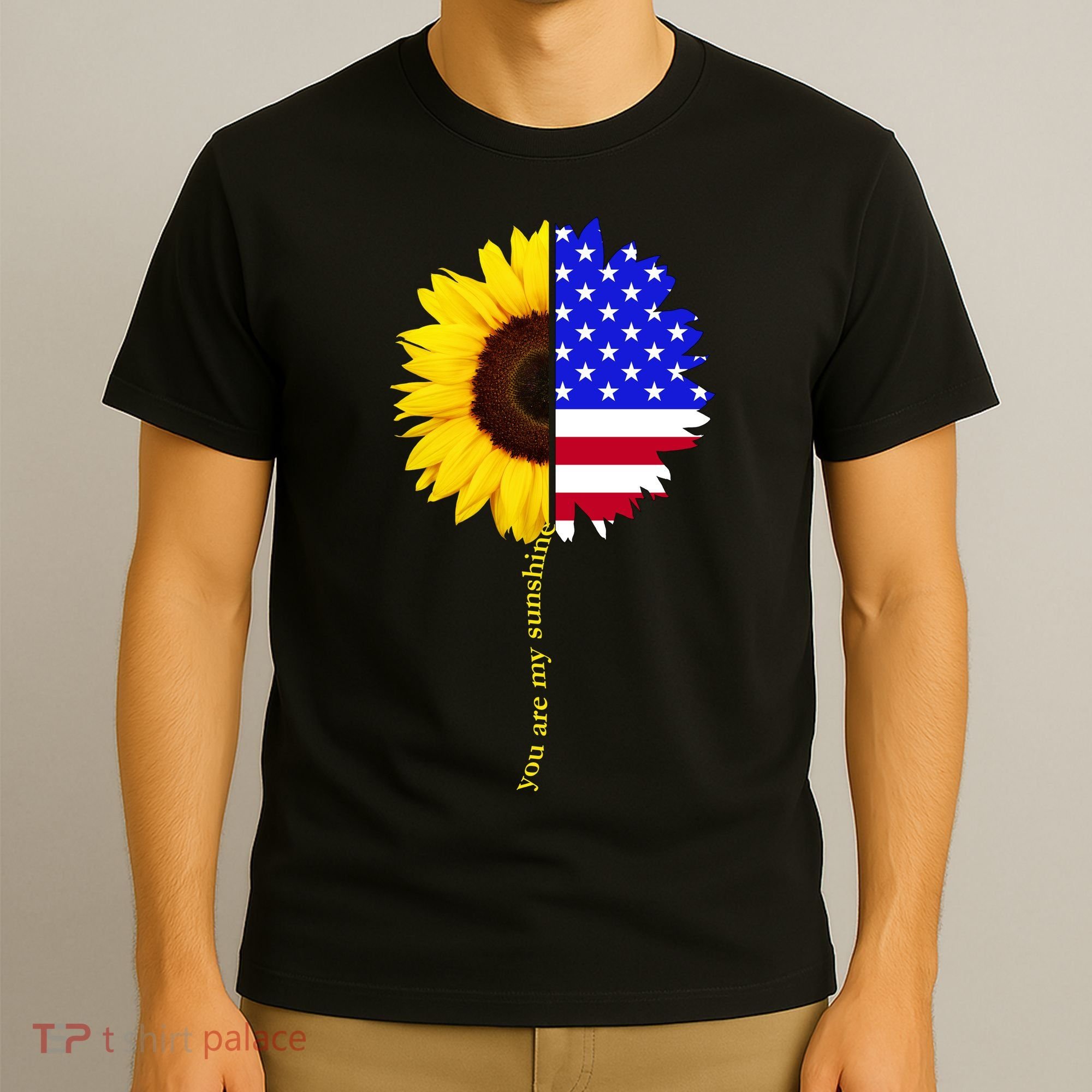 Sunflower American Flag You Are My Sunshine T-Shirt