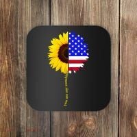 Sunflower American Flag You Are My Sunshine Coaster thumb 0