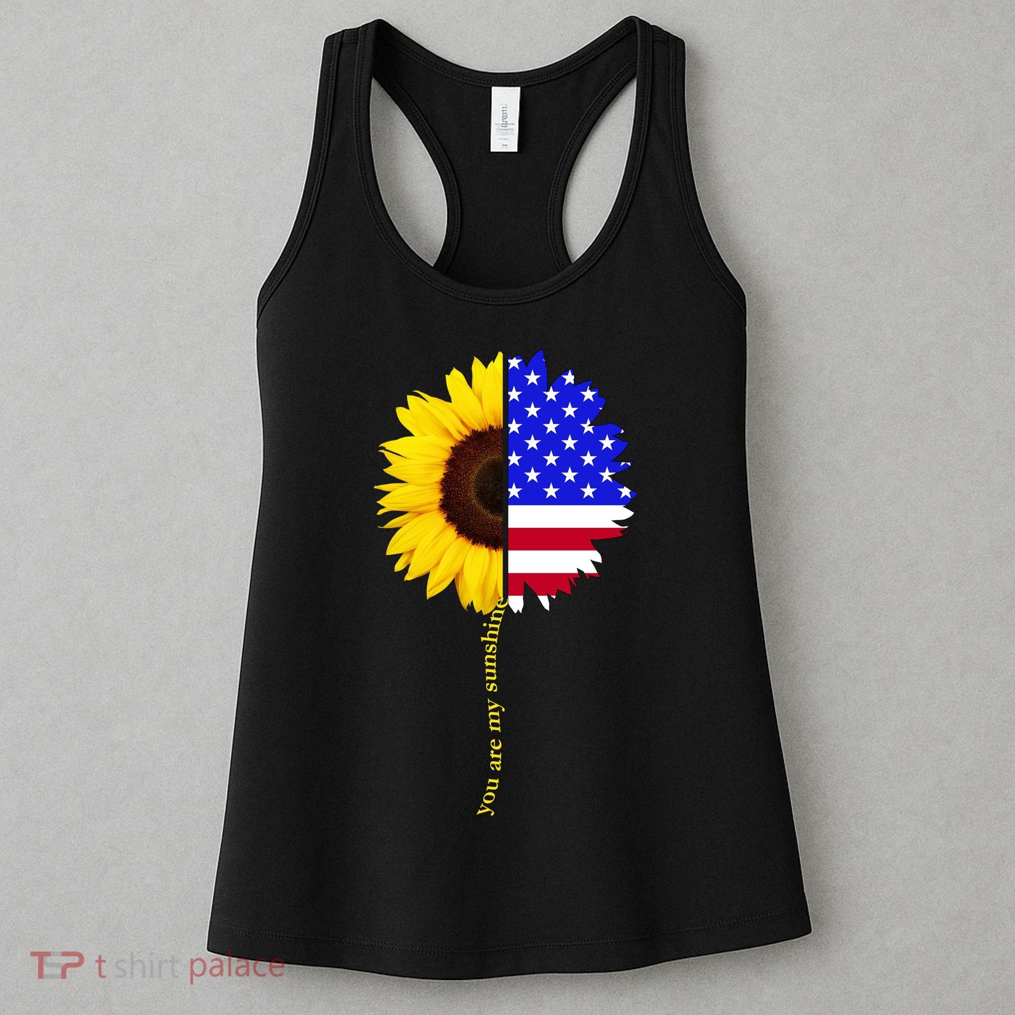 Sunflower American Flag You Are My Sunshine Women's Tank Top