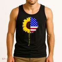 Sunflower American Flag You Are My Sunshine Tank Top thumb 3