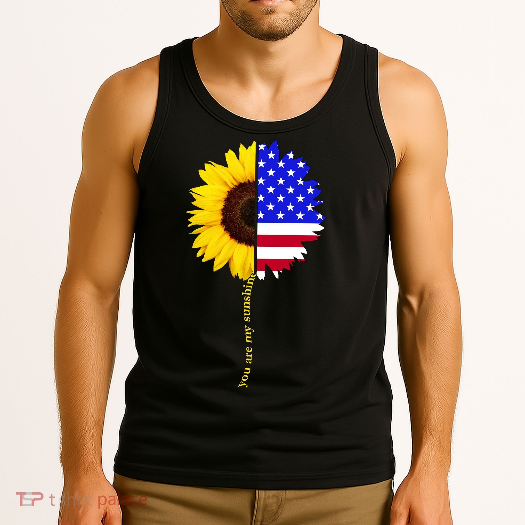 Sunflower American Flag You Are My Sunshine Tank Top