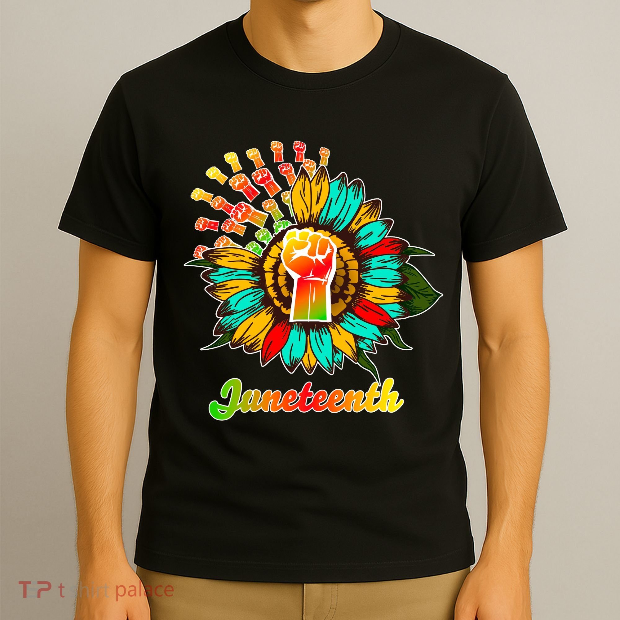 Sunflower Fist Juneteenth Black History African American T-Shirt