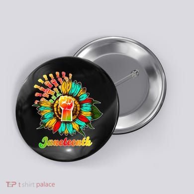 Sunflower Fist Juneteenth Black History African American Button