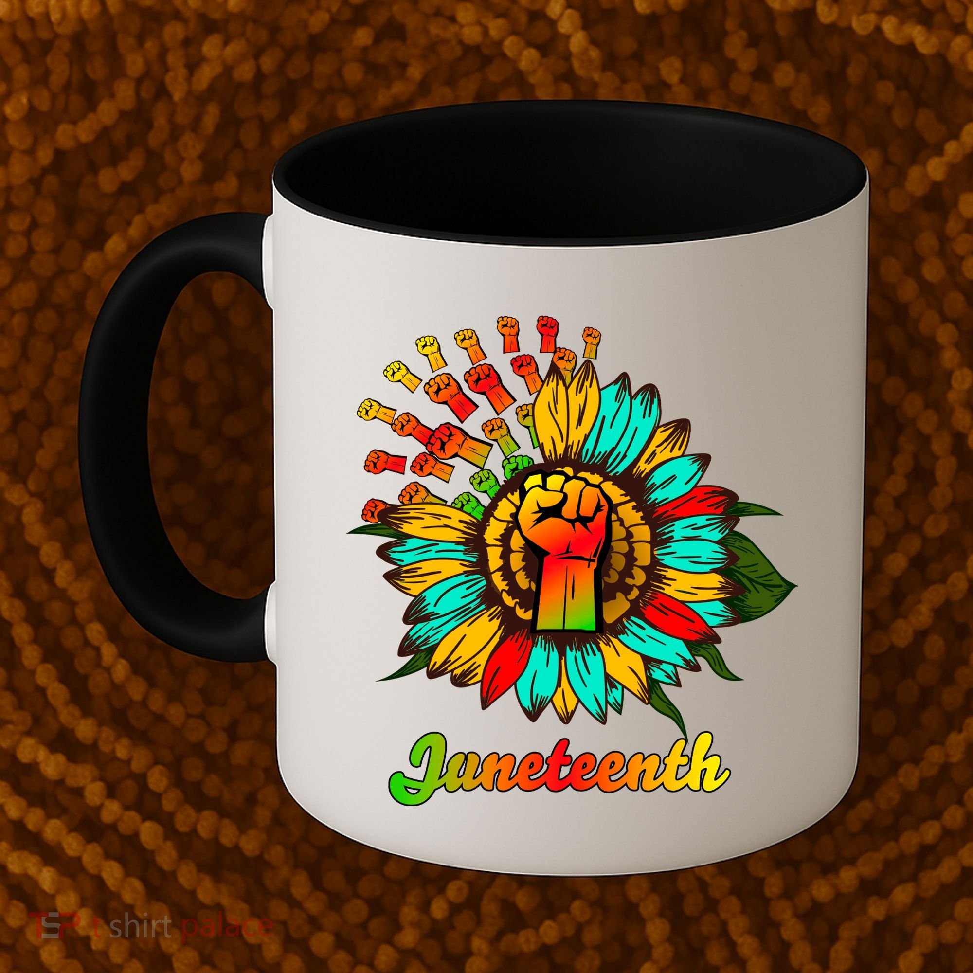 Sunflower Fist Juneteenth Black History African American Coffee Mug