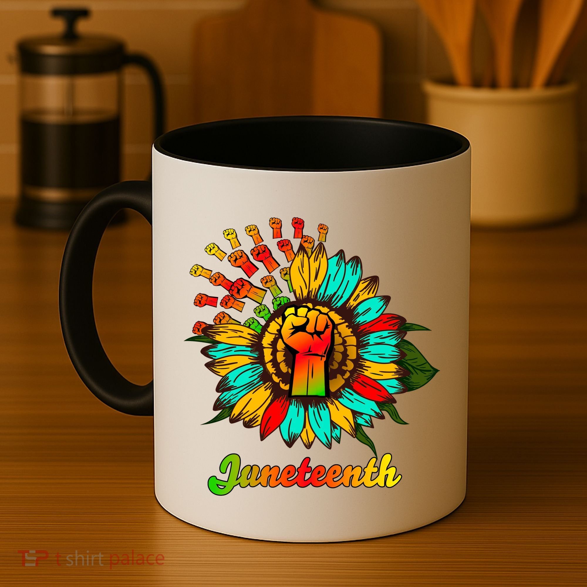Sunflower Fist Juneteenth Black History African American Coffee Mug