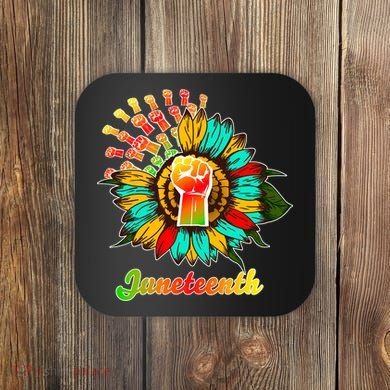 Sunflower Fist Juneteenth Black History African American Coaster