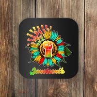 Sunflower Fist Juneteenth Black History African American Coaster thumb 0