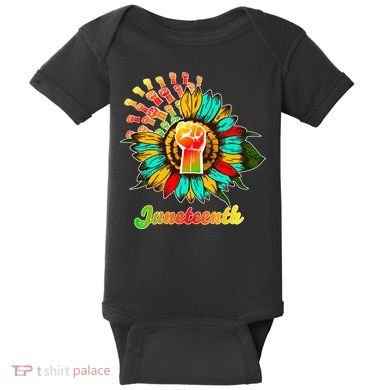 Sunflower Fist Juneteenth Black History African American Baby Bodysuit
