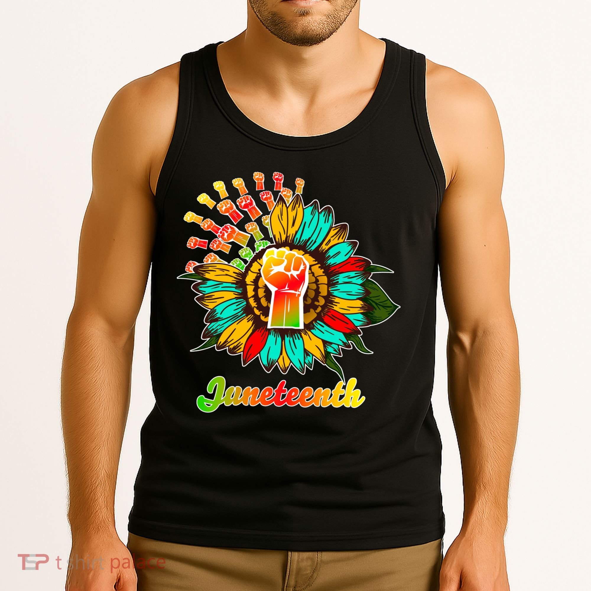 Sunflower Fist Juneteenth Black History African American Tank Top