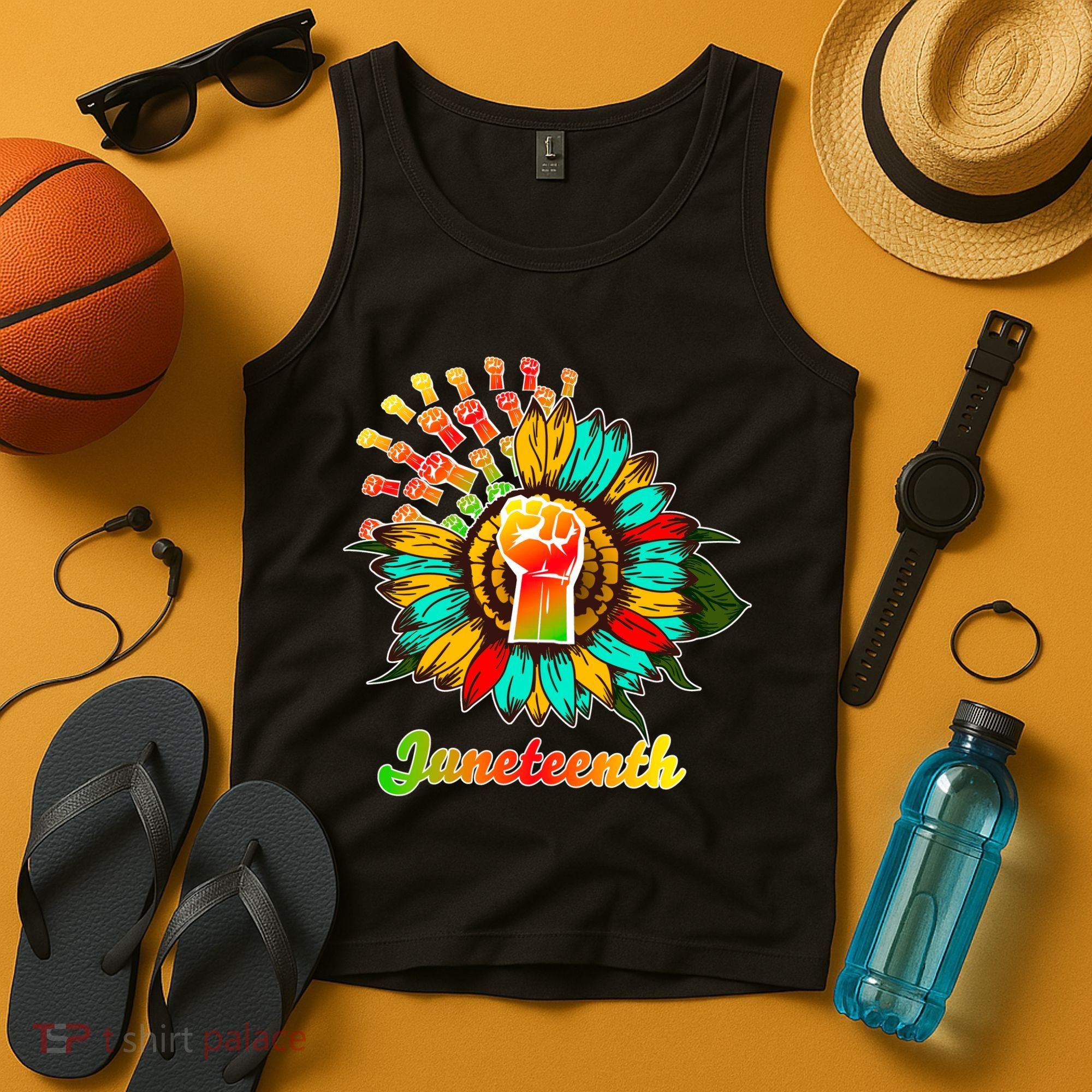 Sunflower Fist Juneteenth Black History African American Tank Top